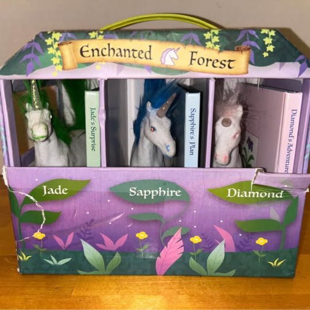 Enchanted Forest Unicorn Book and Play Set in Fair Preowned Condition